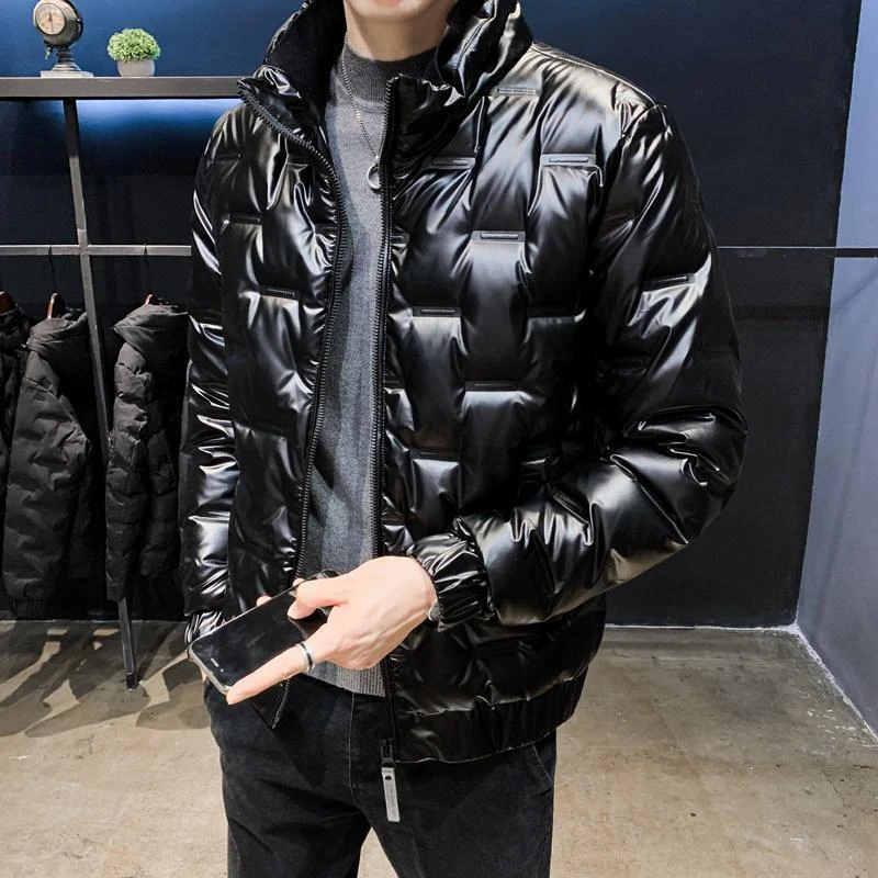 亮面轻薄羽绒羽绒服短款冬季新款户外潮流加厚保暖立领男RT
