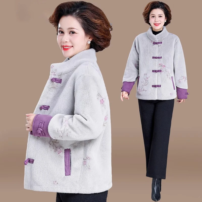 妈妈冬装洋气水貂绒大衣新款中老年女装秋冬季阔太太高贵时尚外套