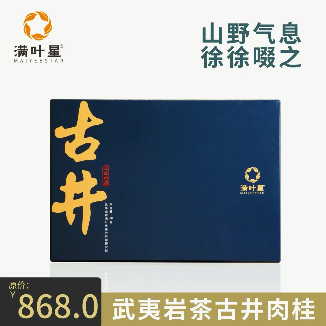 正宗武夷岩茶满叶星古井岩茶三坑两涧6泡礼盒装正岩肉桂60g盒特级