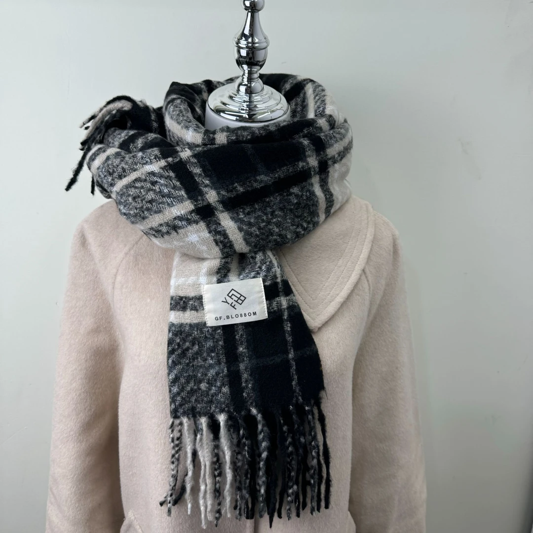 网红时尚爆款学生情侣圈圈沙百搭韩版格子围巾加厚保暖秋冬围脖