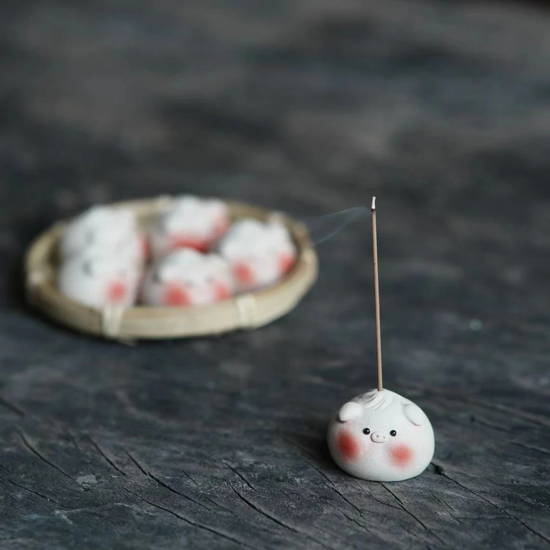 十七家【猪崽包】原矿白段泥创意手工紫砂茶宠摆件欣赏品有个性玩