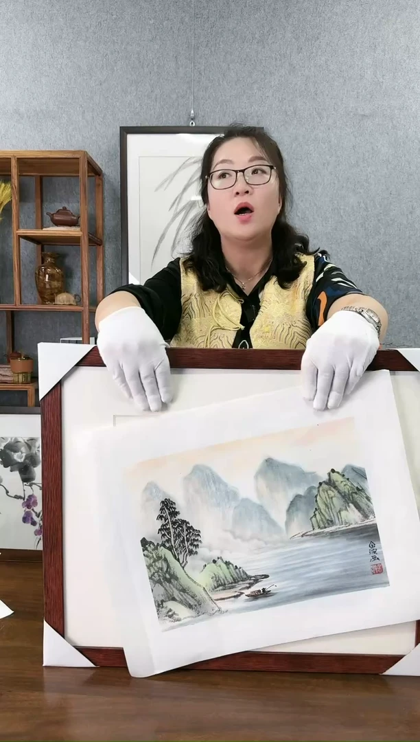 【闪购商品】绘画开播福利 孤品 框裱 纯手绘-山水