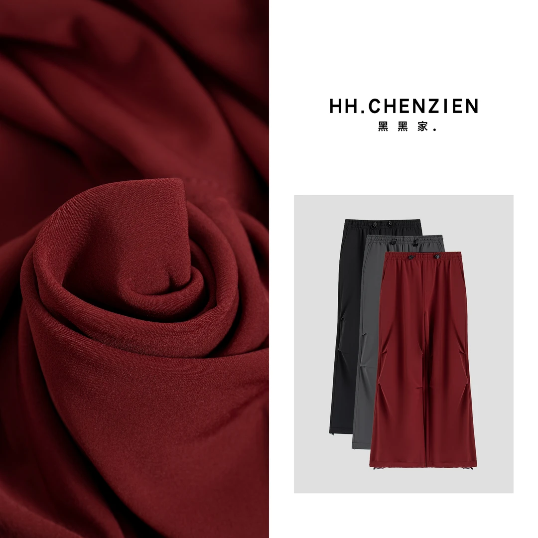 【黑黑家】“磨毛工装裤”秋款女士腰头抽绳裤脚折设计显瘦直筒裤子