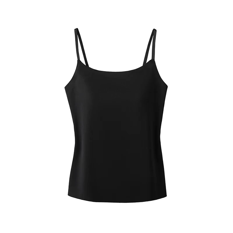 【黑黑家】夏季新款女士净版百搭带胸垫背心吊带