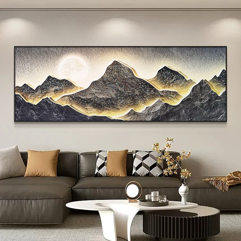 背靠金山客厅装饰画高级流体工艺镶钻沙发背景墙挂画金山70200