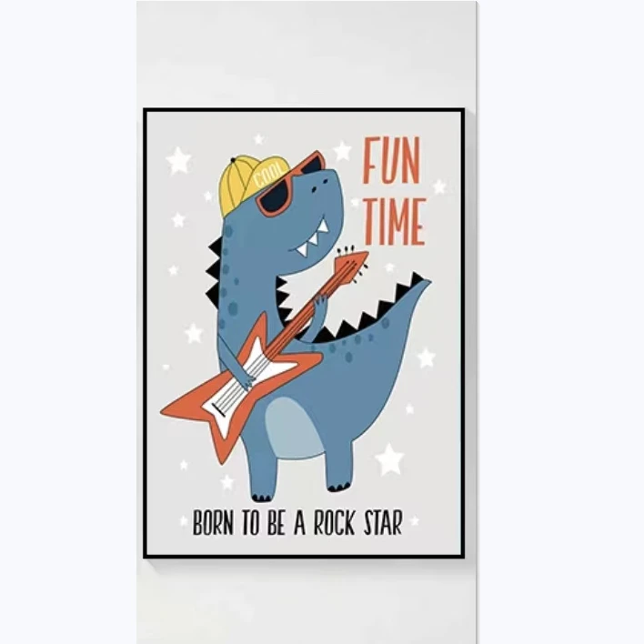 可爱恐龙卡通单幅卡通动漫装饰画卧室餐厅儿童房挂画恐龙4060