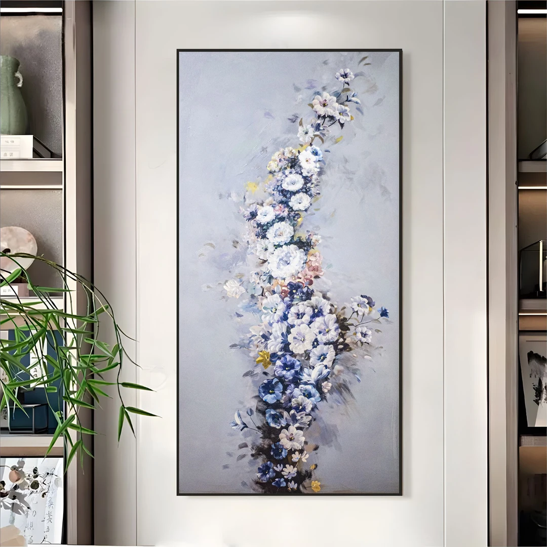 现代轻奢手工油画 玄关油画布挂画 客厅沙发背景壁画花80160