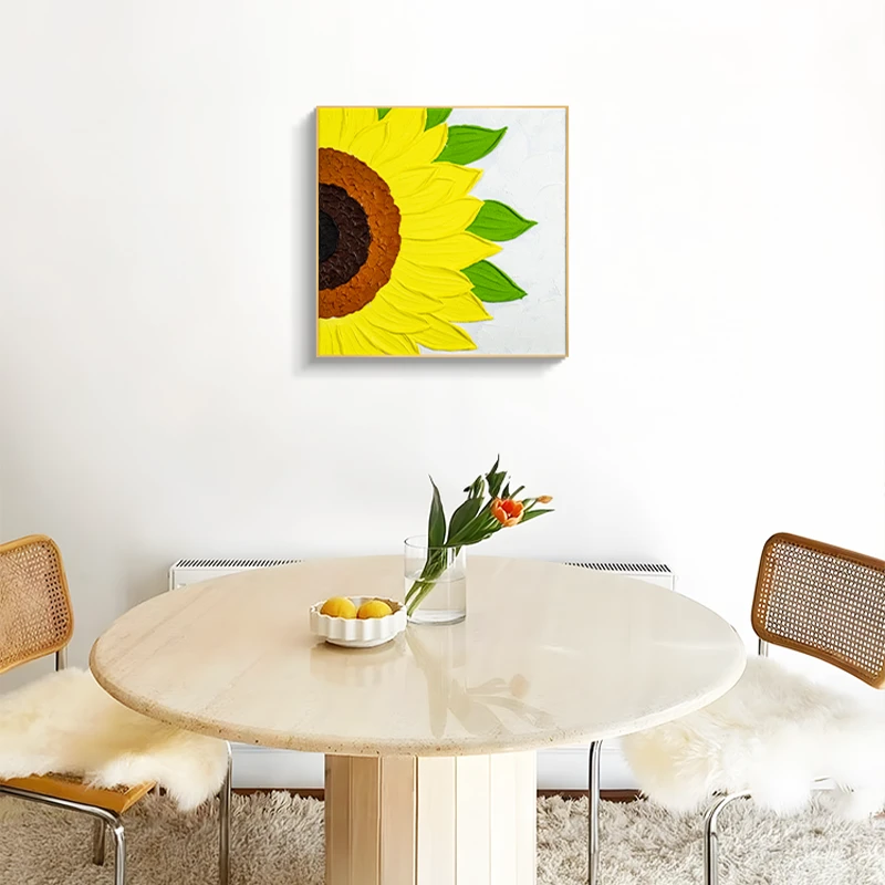 手工立体油画向日葵正方形花朵装饰画客厅卧室玄关背景向日葵6060