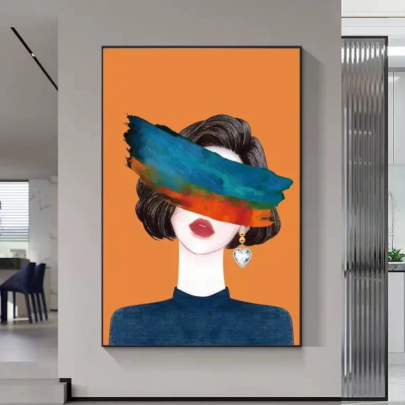 美女装饰画现代轻奢走廊装饰画铝合金边框沙发落地画美女120180