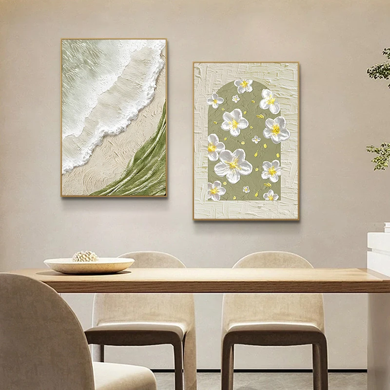 ins奶油风客厅装饰画海滩两联走廊过道尽头挂画海滩两联4060