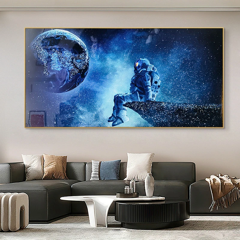 瓷镶钻画装饰画风格客厅背景墙挂画铝合金边框仰望星空100200