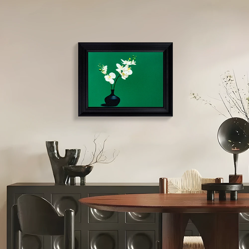 蝴蝶兰轻法式客厅餐厅装饰画中古风卧室梳妆台画粉葡萄玄关画3848