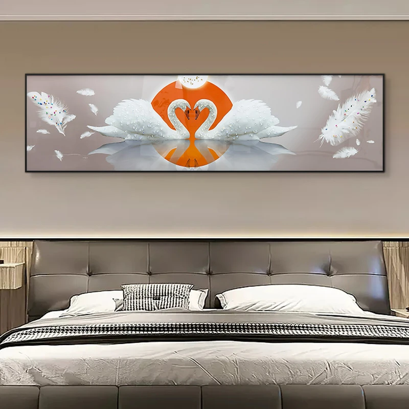 欧浪漫天鹅卧室房间床头装饰画简约背景墙客厅挂画天鹅40150