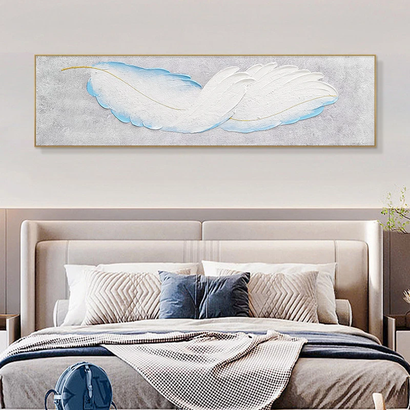 画羽毛卧室床头现代轻奢餐厅装饰画客厅沙发挂画羽毛50180