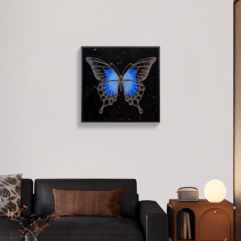 简约轻奢晶瓷镶钻高级感装饰画蝴蝶画客厅沙发背景墙挂画蝴蝶4040