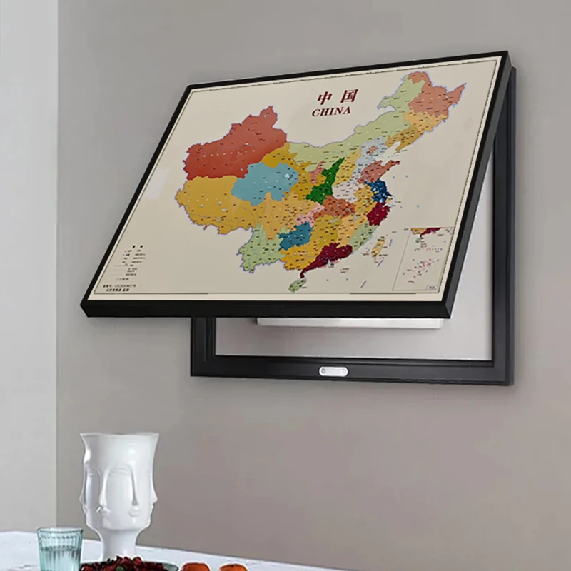 现代地图液压杆式中国地图简约电表箱装饰画地图4060