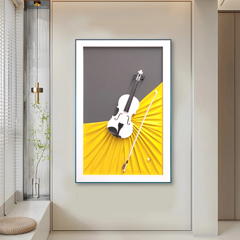 代艺术风格玄关轻奢小提琴实体装饰画客厅背景墙小提琴80120