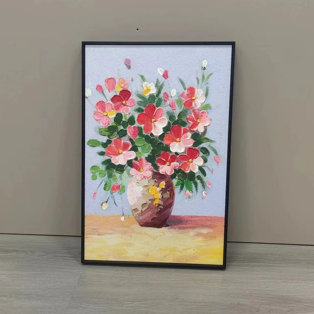 手工油画花瓶餐厅走廊装饰画欧式走廊轻奢挂画花瓶4060