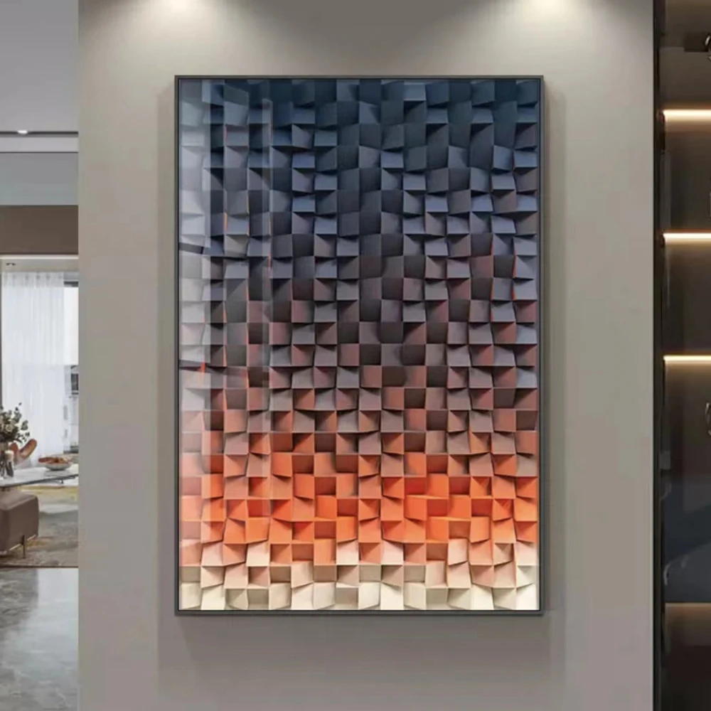 饰画艺术走廊过道挂画家居玄关画铝合金边框客厅画格子80120