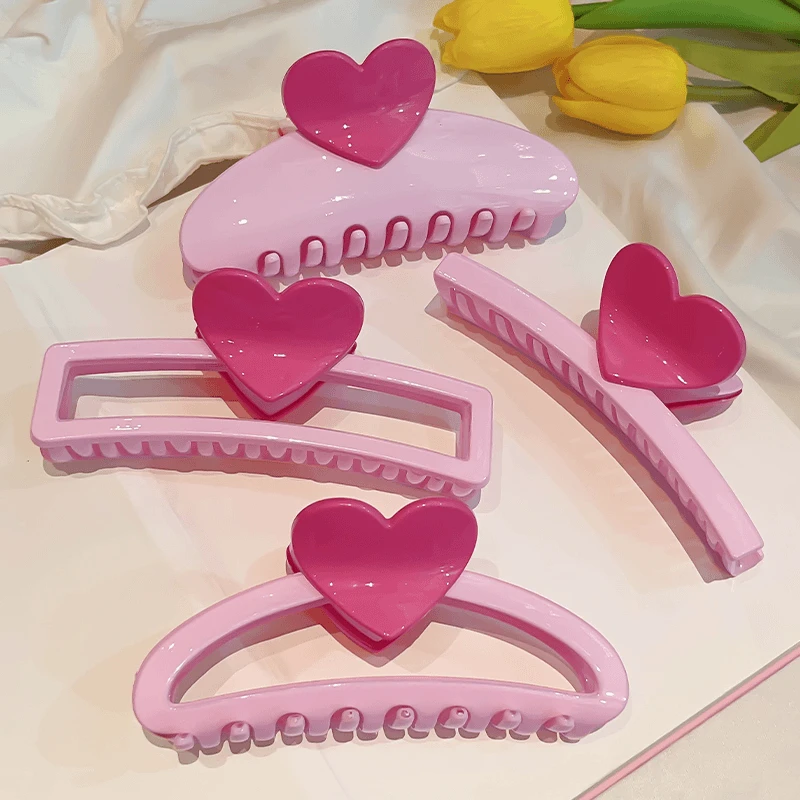 甜美少女粉色可爱大号鲨鱼抓夹头饰2024新款高级发卡后脑勺盘发夹