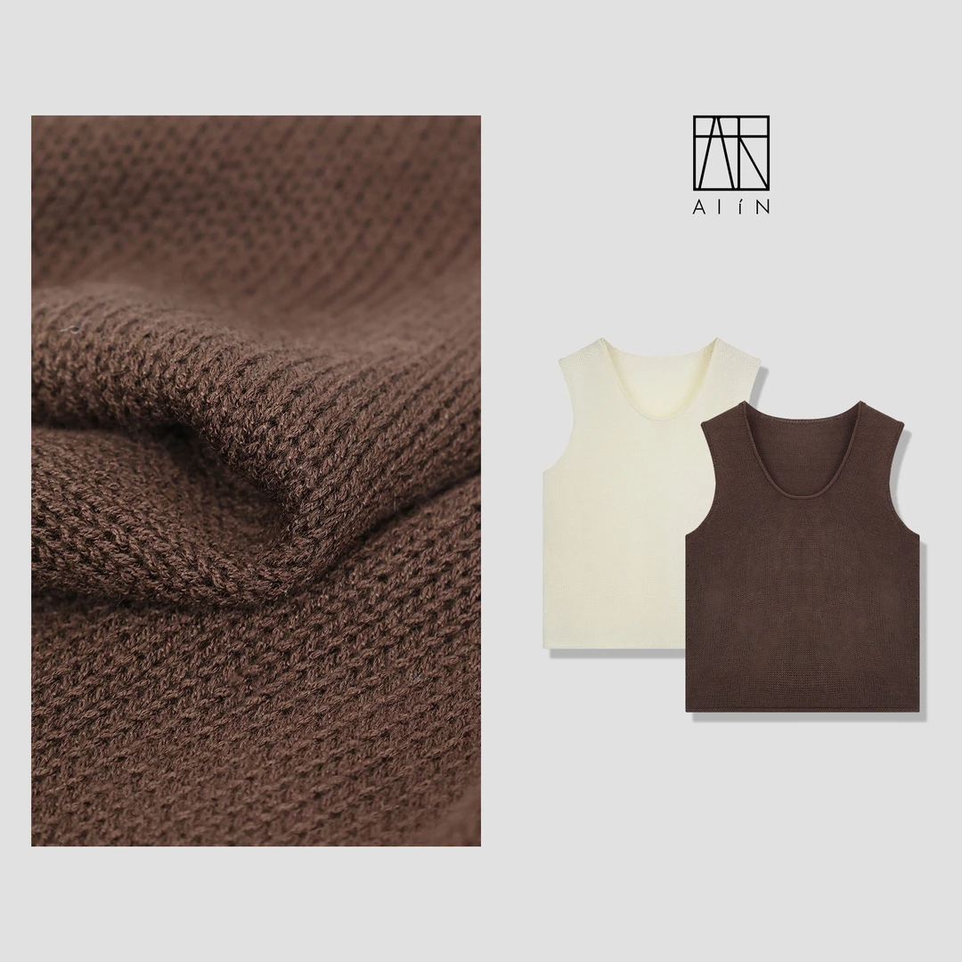 ALIN【无袖U领背心】简约舒适宽松U领针织无袖背心打底 24-SSM8082Y