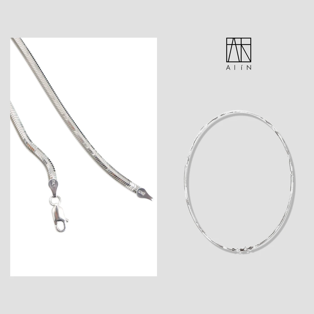 链子925银 ALIN【进口方蛇锁骨链】简约设计感方蛇项链 24-SSA129