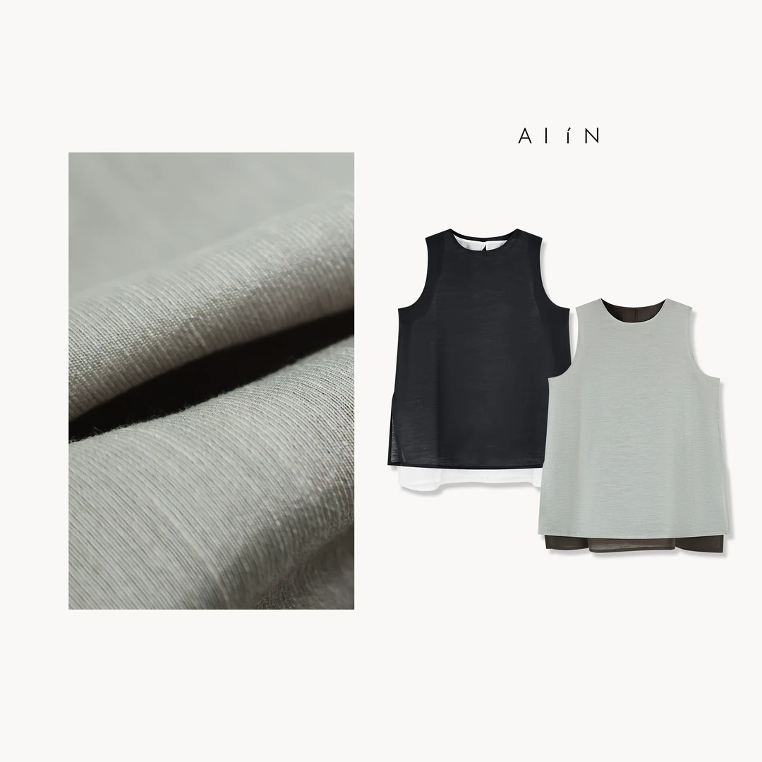 ALIN【天丝醋酸两件套】时髦休闲天丝醋酸两件套背心 24-SSDZ1019