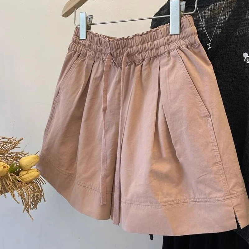 工装紧腰休闲短裤女2025夏季新款百搭系带时尚a字版短款裤子