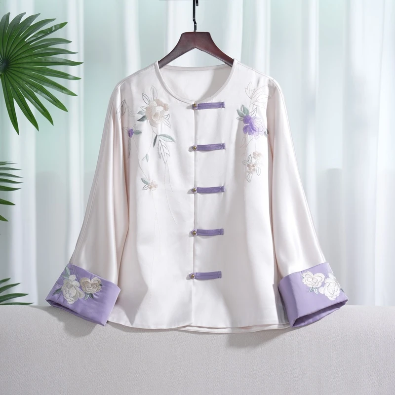 梦兰|新款新中式复古满服绣花芍药高端贵气上衣9425