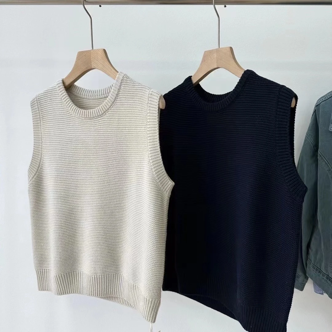 【画风】日系极简百搭针织马甲2025简约通勤外穿背心上衣女
