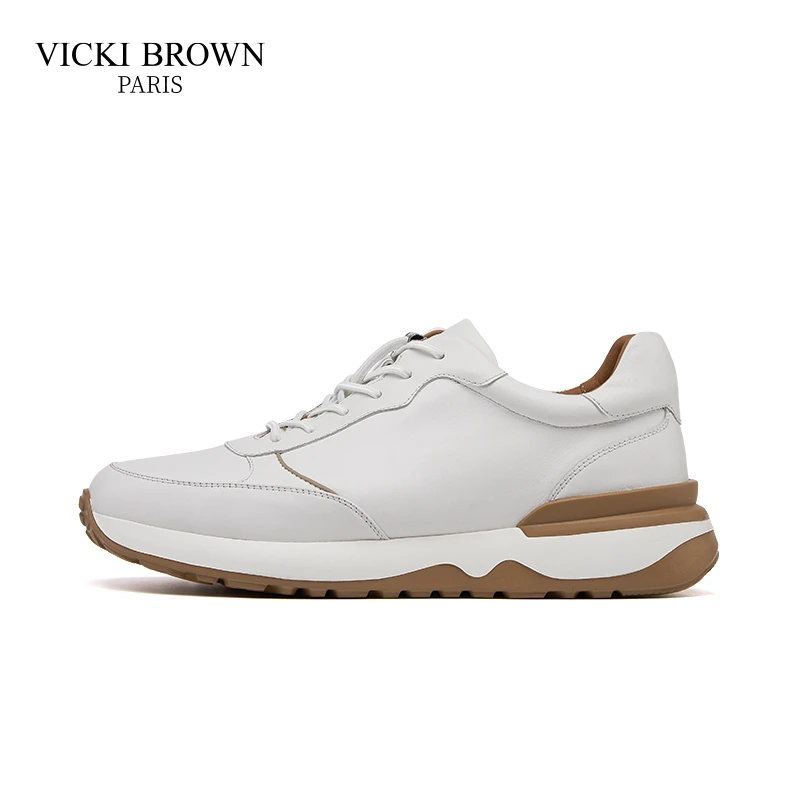 VICKI BROWN轻奢男鞋复古牛皮时尚百搭低帮潮流男士商务休闲鞋