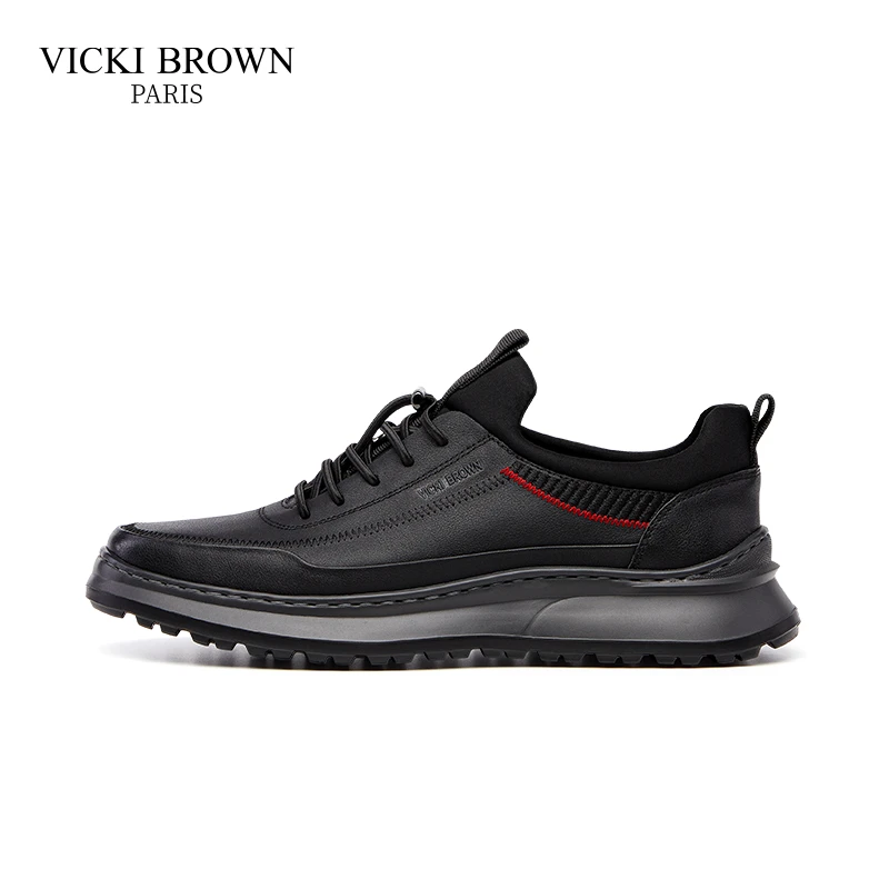 VICKI BROWN轻奢男鞋素面简约真皮时尚百搭商务休闲鞋皮鞋