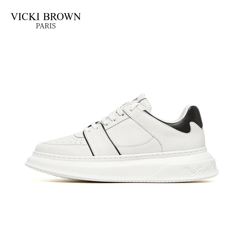 VICKI BROWN轻奢男鞋时尚百搭素面简约真皮低帮男士休闲鞋潮鞋