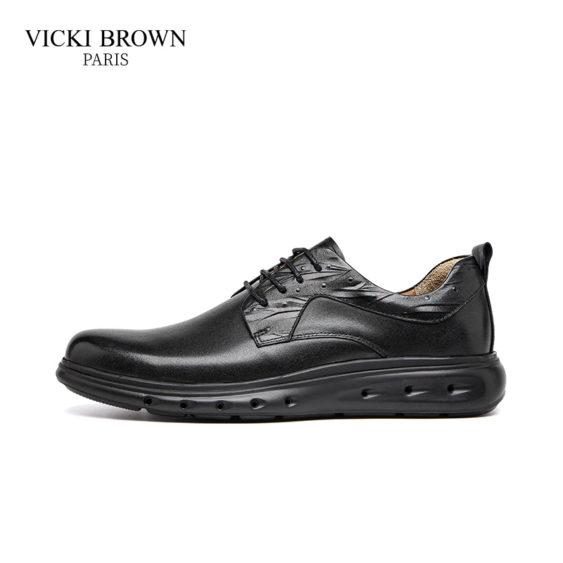 VICKI BROWN轻奢男鞋英伦风手工真皮时尚百搭商务休闲鞋皮鞋