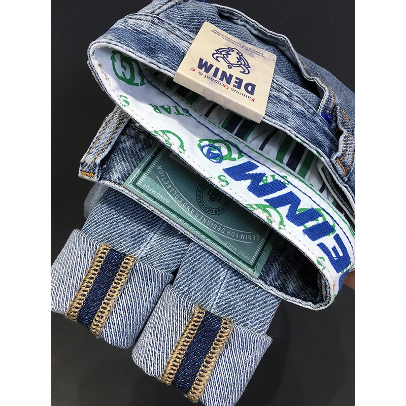 夏季新款百搭牛仔九分裤男士休闲简约高端刺绣时尚修身小脚长裤