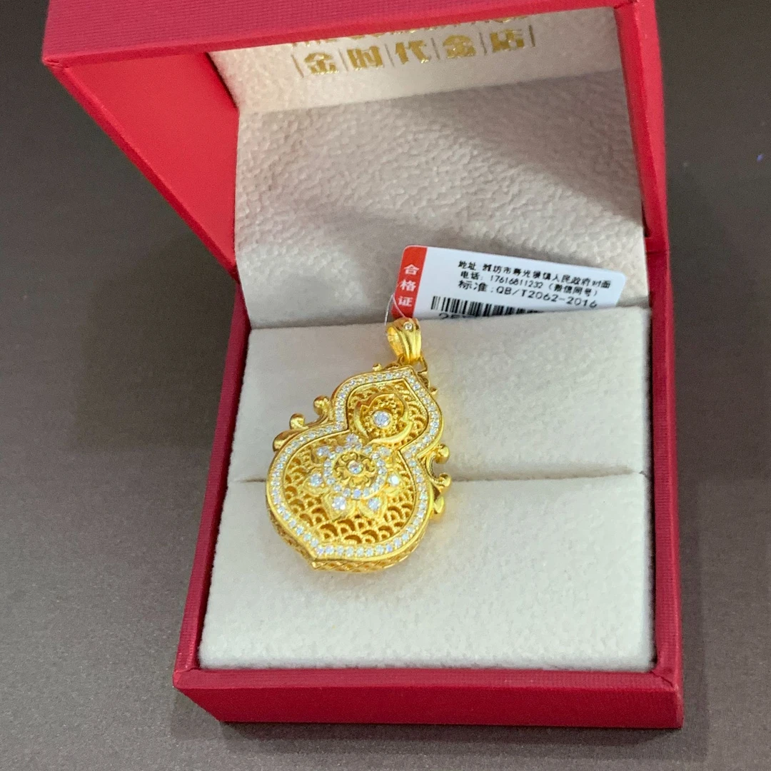 【金时代金店】净金重足金古法点钻葫芦吊坠