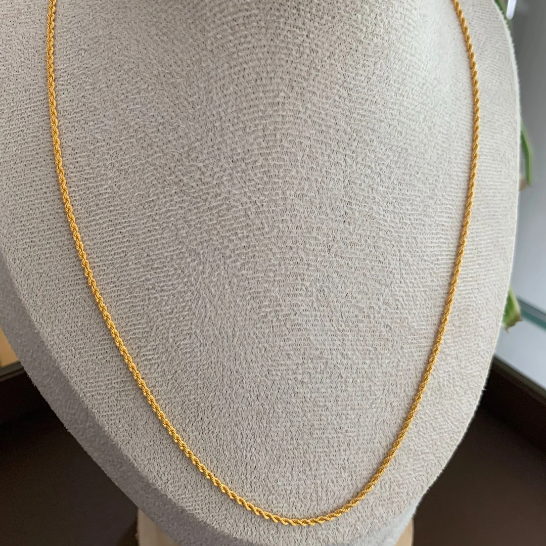 【金时代金店】足金麻花麻绳素链（m扣）