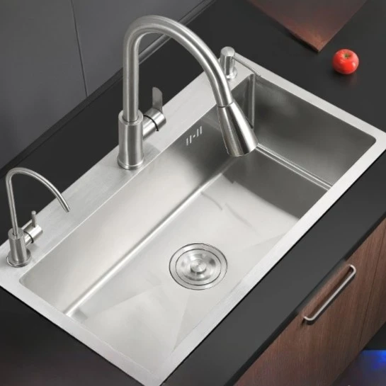 厨房水槽洗菜盆304不锈钢多功能家用手工加厚大单槽洗碗池加深