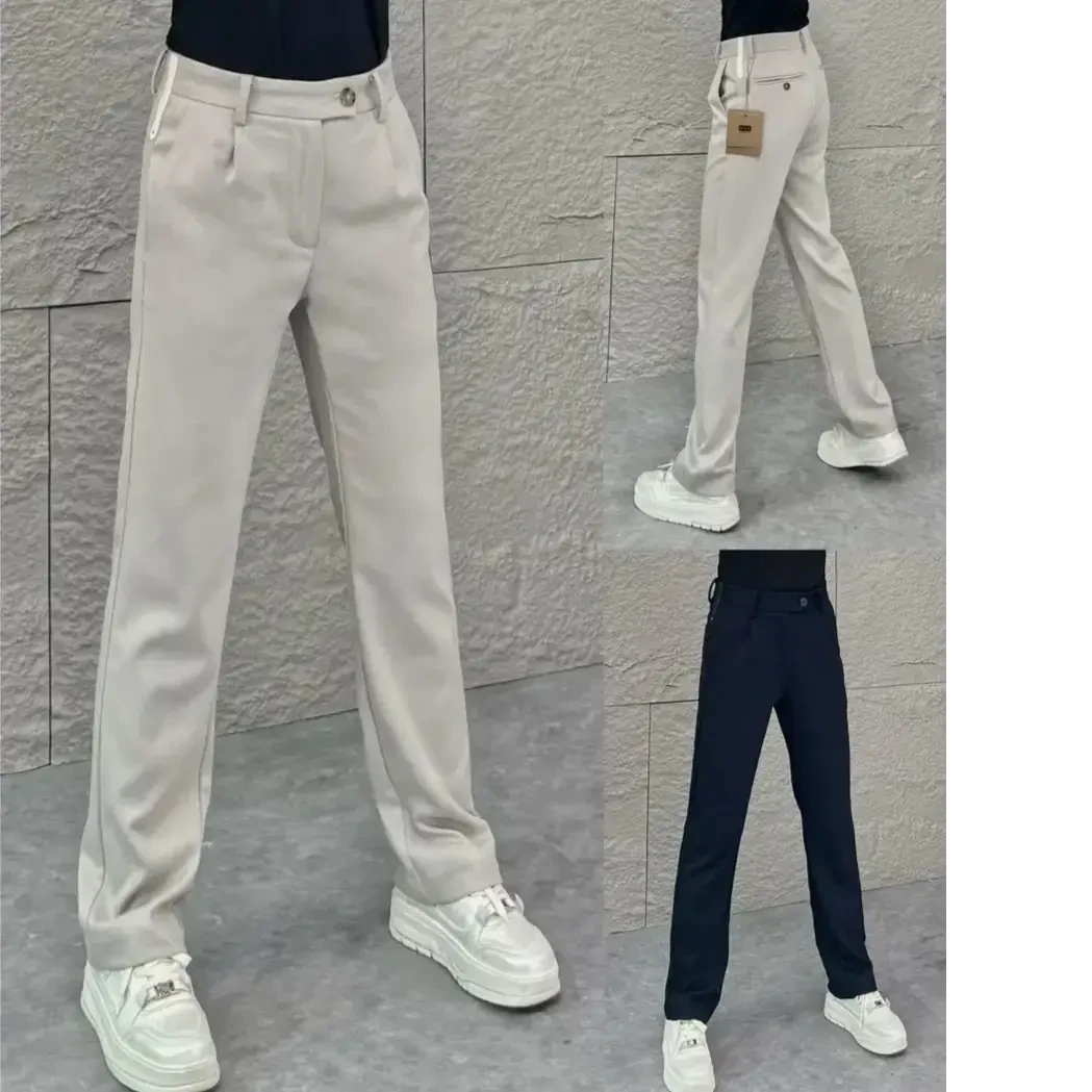 秋季高端精纺直筒休闲裤潮流百搭垂感修身男士直筒裤纯色简约长裤