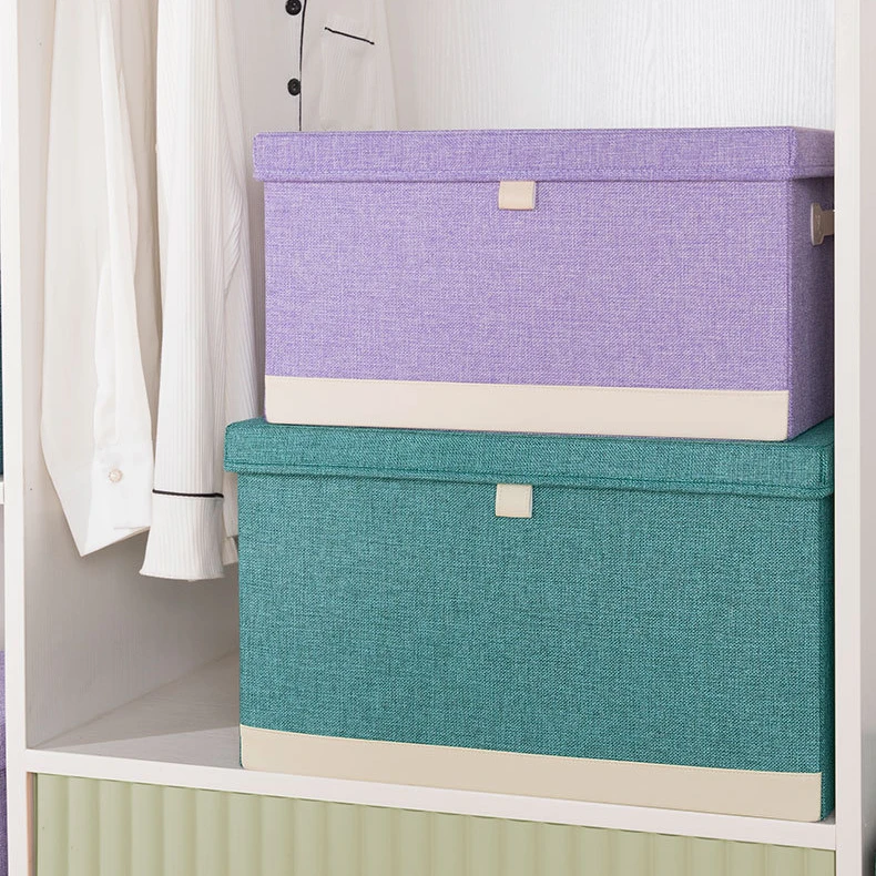 棉麻收纳箱家用可折叠衣柜储物箱衣服玩具整理箱不透明带盖收纳盒