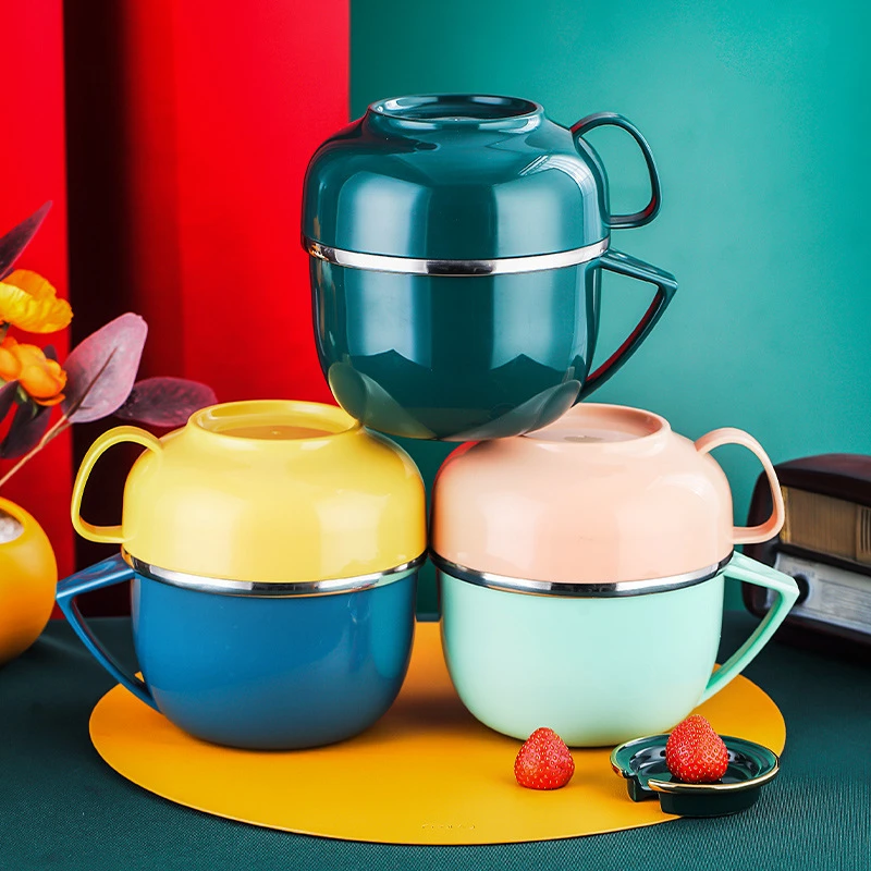 304不锈钢保温饭盒上班带饭泡面碗带盖隔层宿舍学生快餐杯便携碗