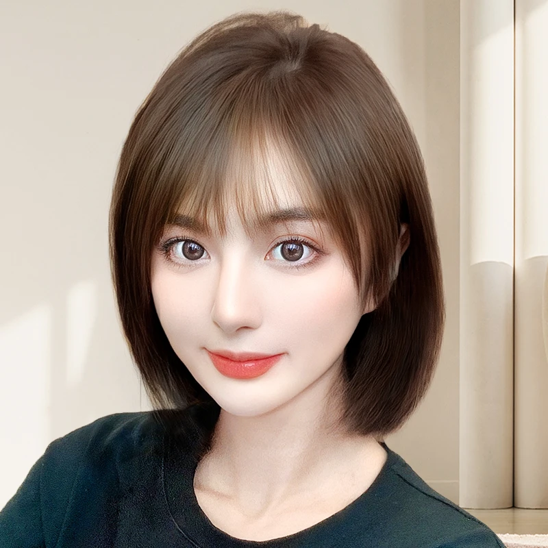 【扇形蕾丝】许昌波波头假发女全真人发自然全头套减龄轻薄手织假发