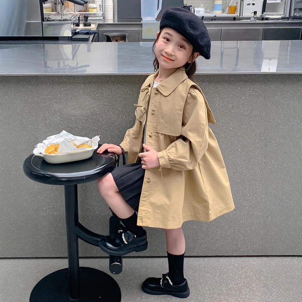 6671女童秋装新款英伦风外套儿童百搭上衣童装时髦长袖风衣外衣