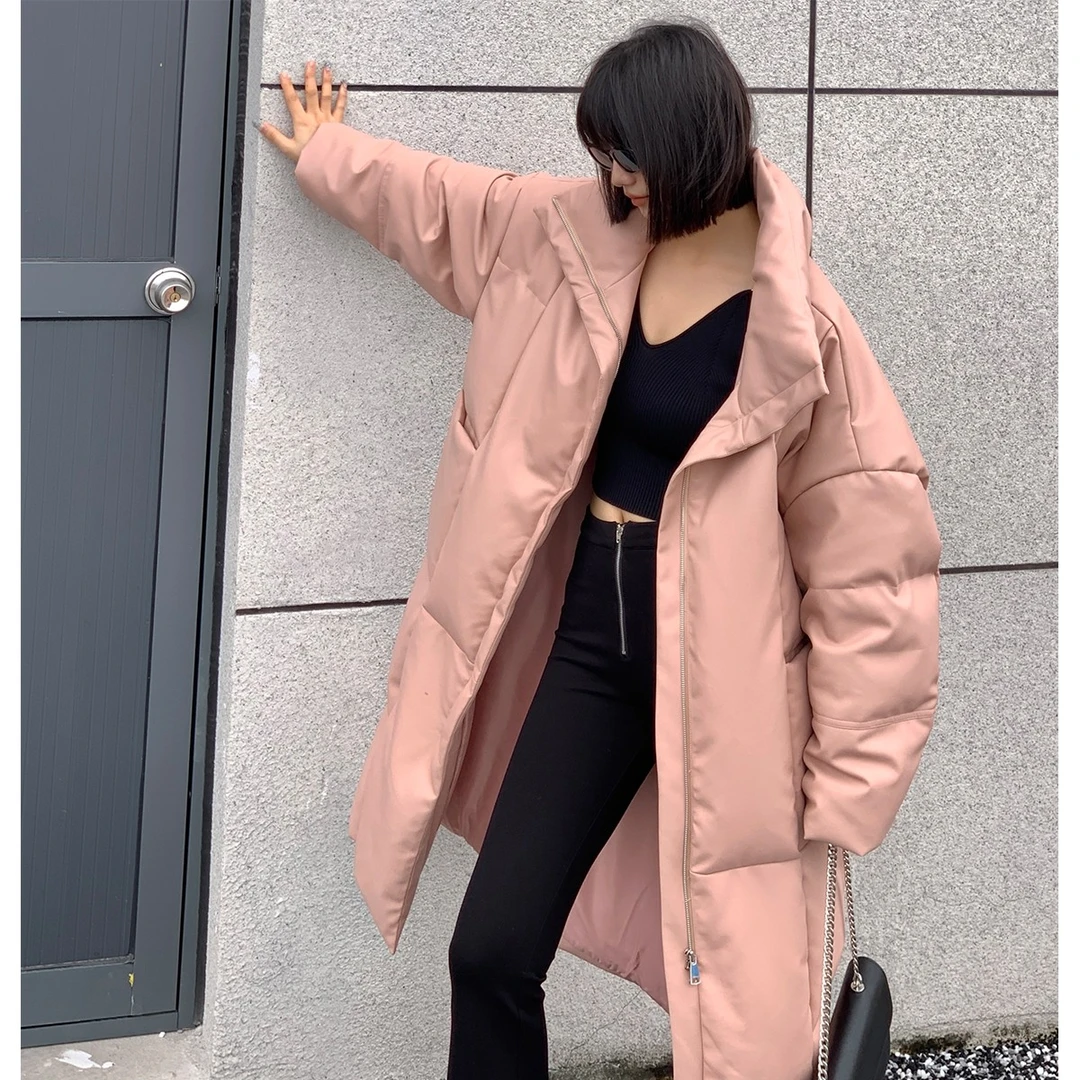 P1010Y2336 【当家花旦】 大牌设计皮质长款设计师款加厚外套女
