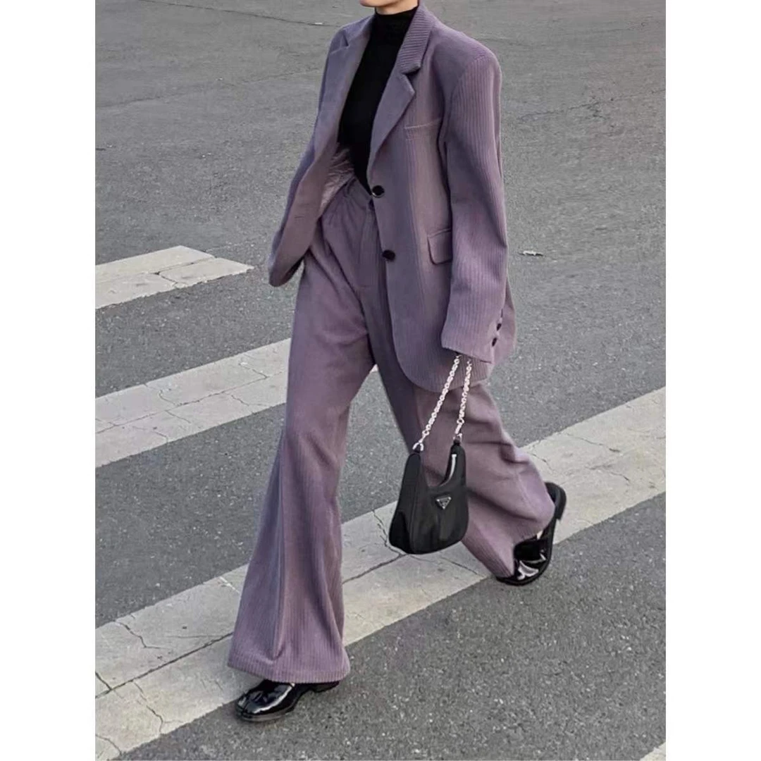 12.28  P1228X1872  复古灯芯绒加棉西装气质套装女