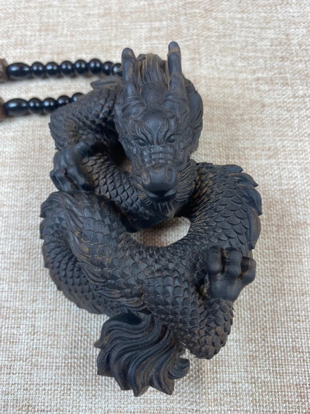 龙行天下 原木雕刻工艺雕刻工艺手把件 长10cm