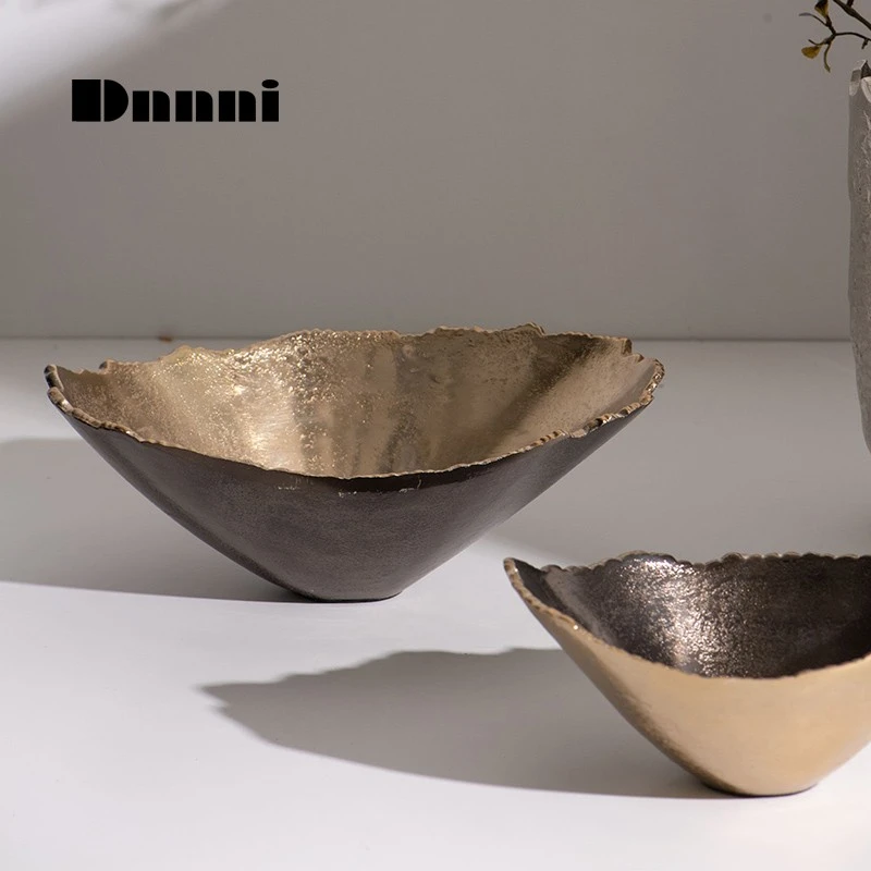 Dnnni进口轻奢铝制装饰果盘收纳碗创意深盘摆件家居客厅餐桌茶几