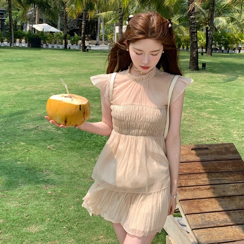 【折扣】迟伞伞 迷路angel 芭蕾风小飞袖压皱温柔仙女套组/两色套装