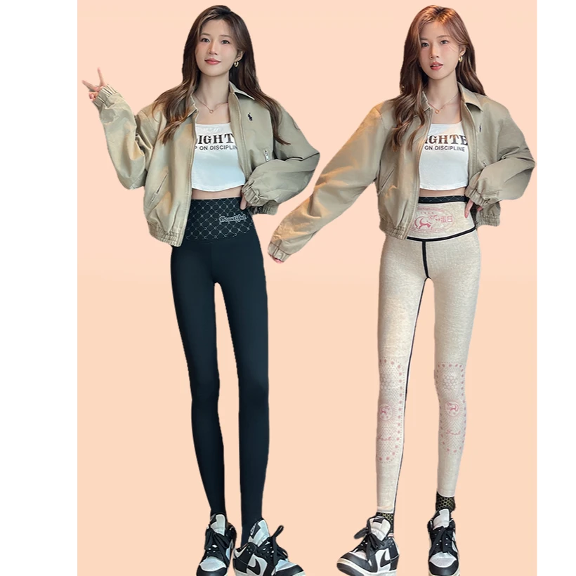 2266黑金羊绒芭比裤女外穿高腰显瘦收腹提臀打底裤瑜伽护膝芭比裤