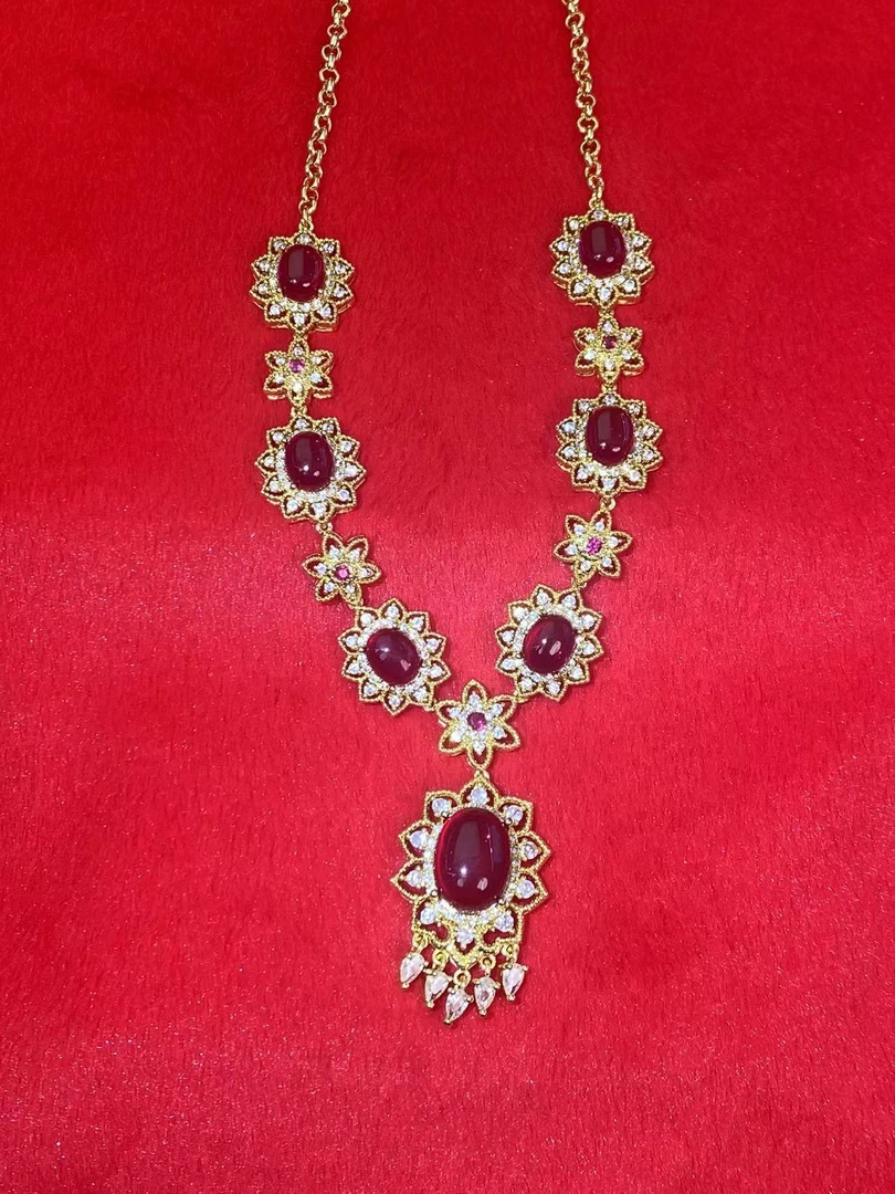 匠心之作名贵宝石红宝石豪华套链-HS-K329